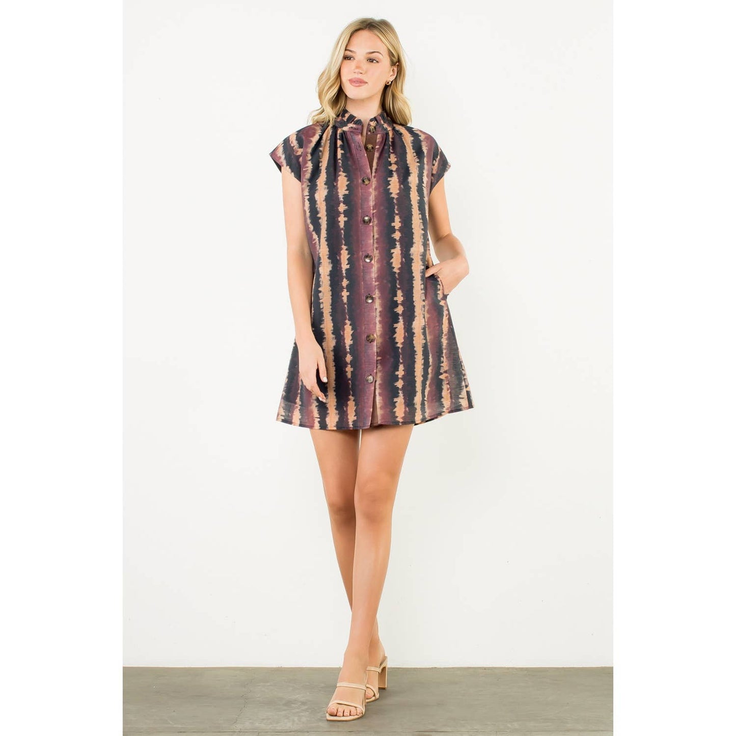 Holly Tie Dye Button Front Mini Dress