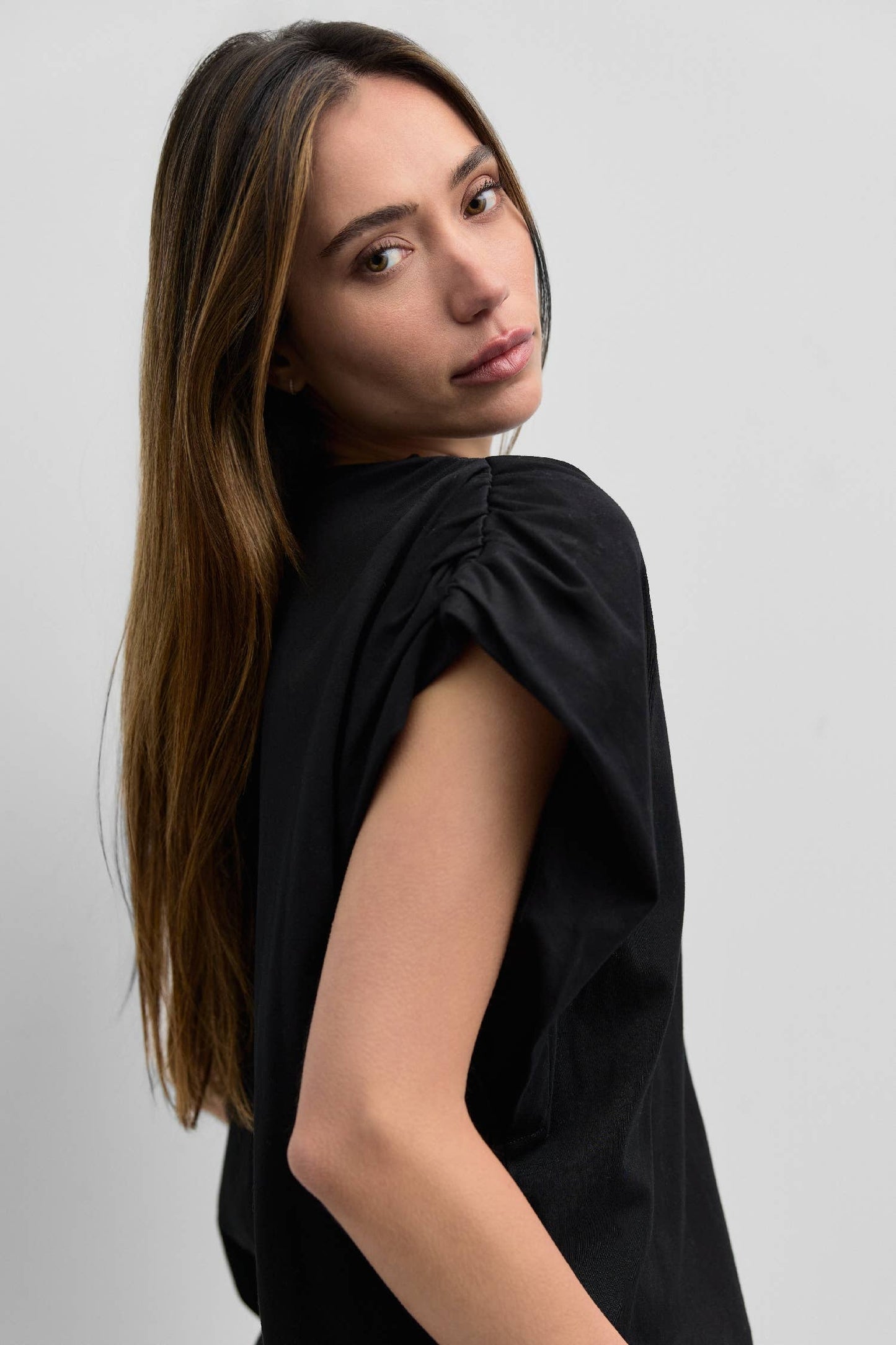The Eileen Pleated Shoulder Top