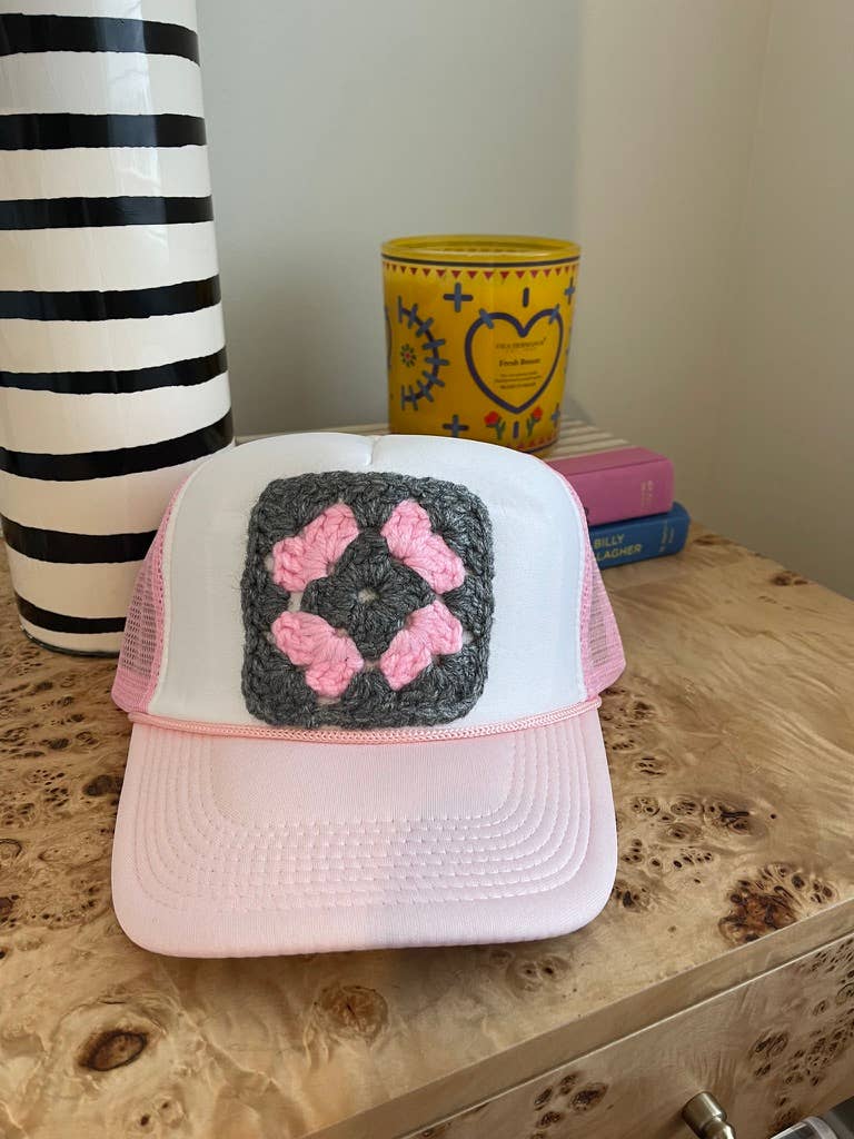Cotton Candy Skies Granny Square Trucker Hat