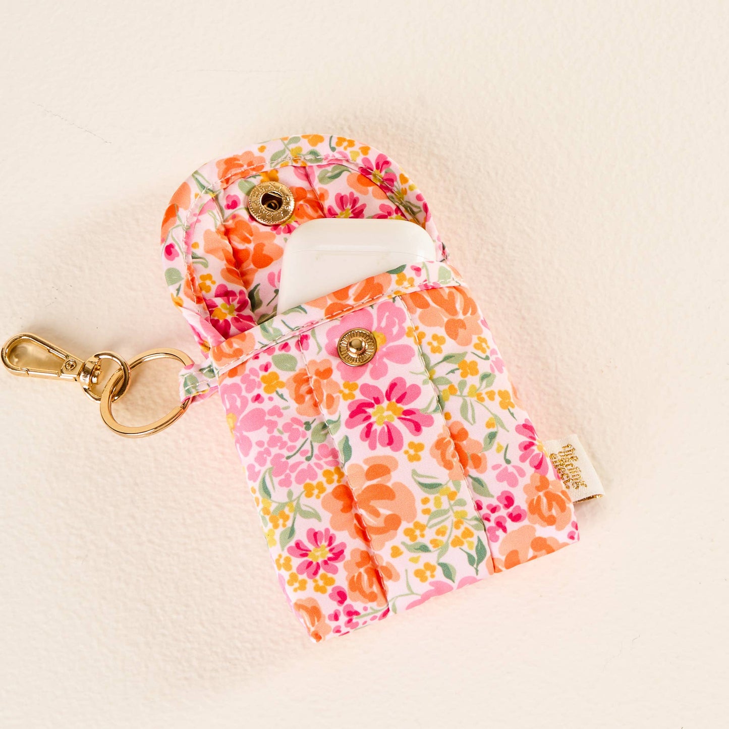 Puffy Earbud Case Keychain-Secret Garden Pink