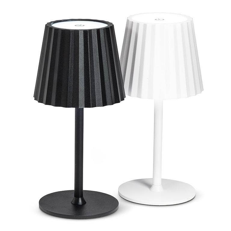 White Fluted Shade Adjustable LED Table Lamp