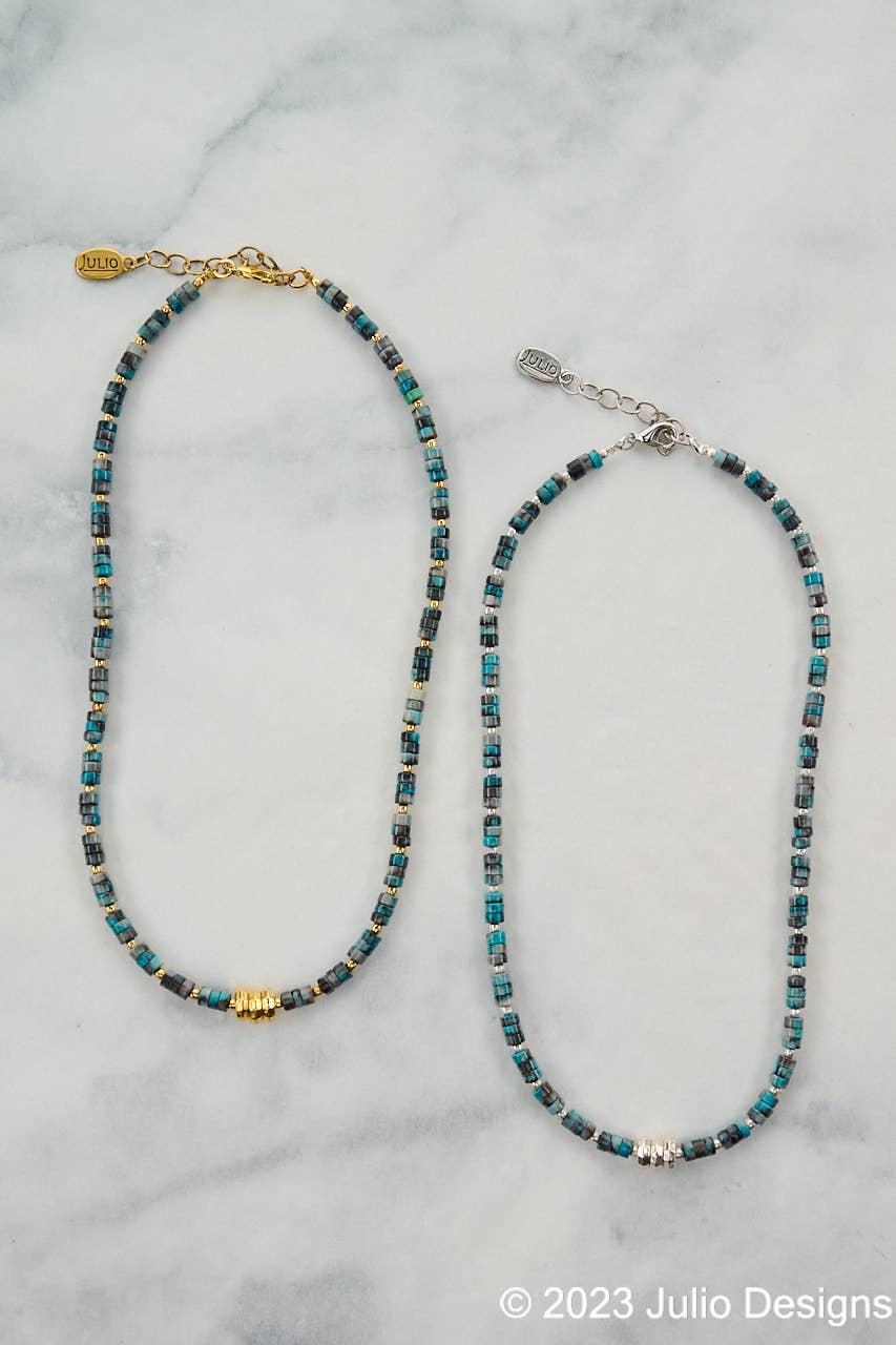 Chimayo Gemstone Rondelle Necklace with Metal Accents