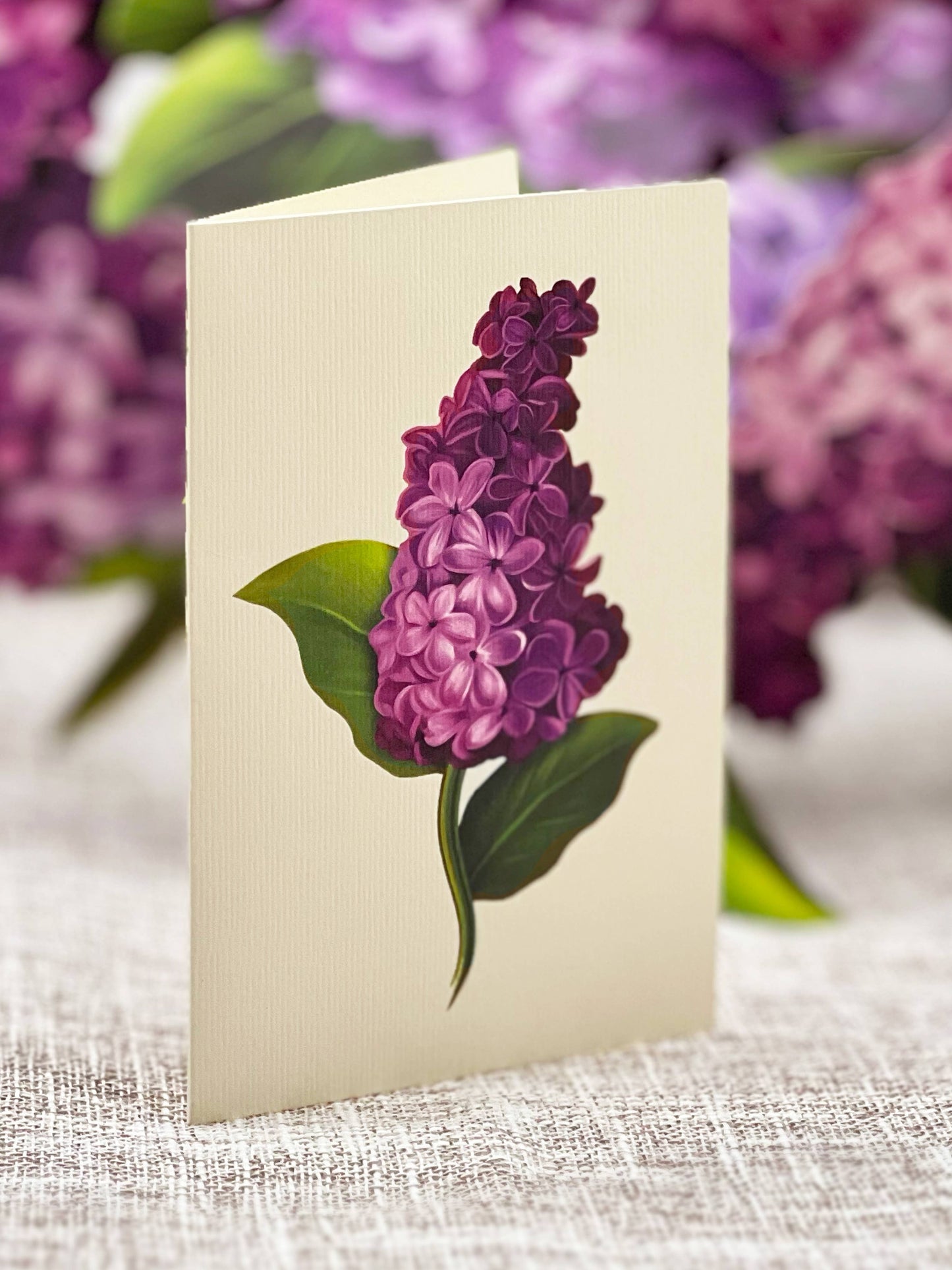 Garden Lilacs Fresh Cut Paper Flowers Card