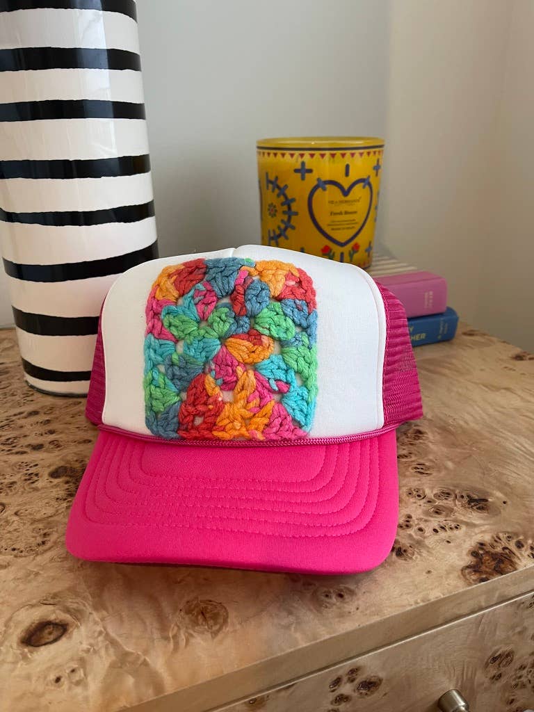 Bubble Gum Crush Granny Square Trucker Hat