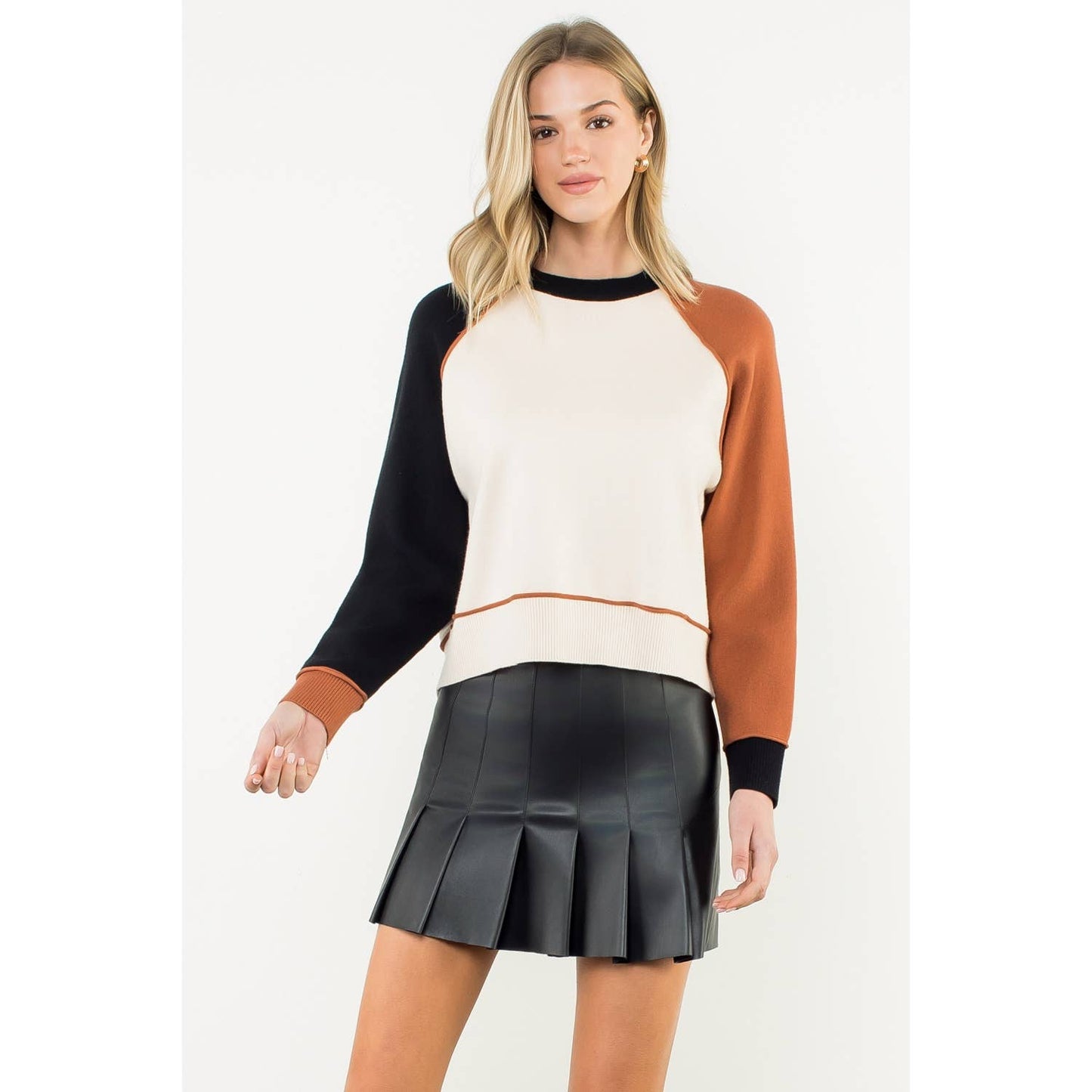 Colorblock Raglan Sleeve Sweater