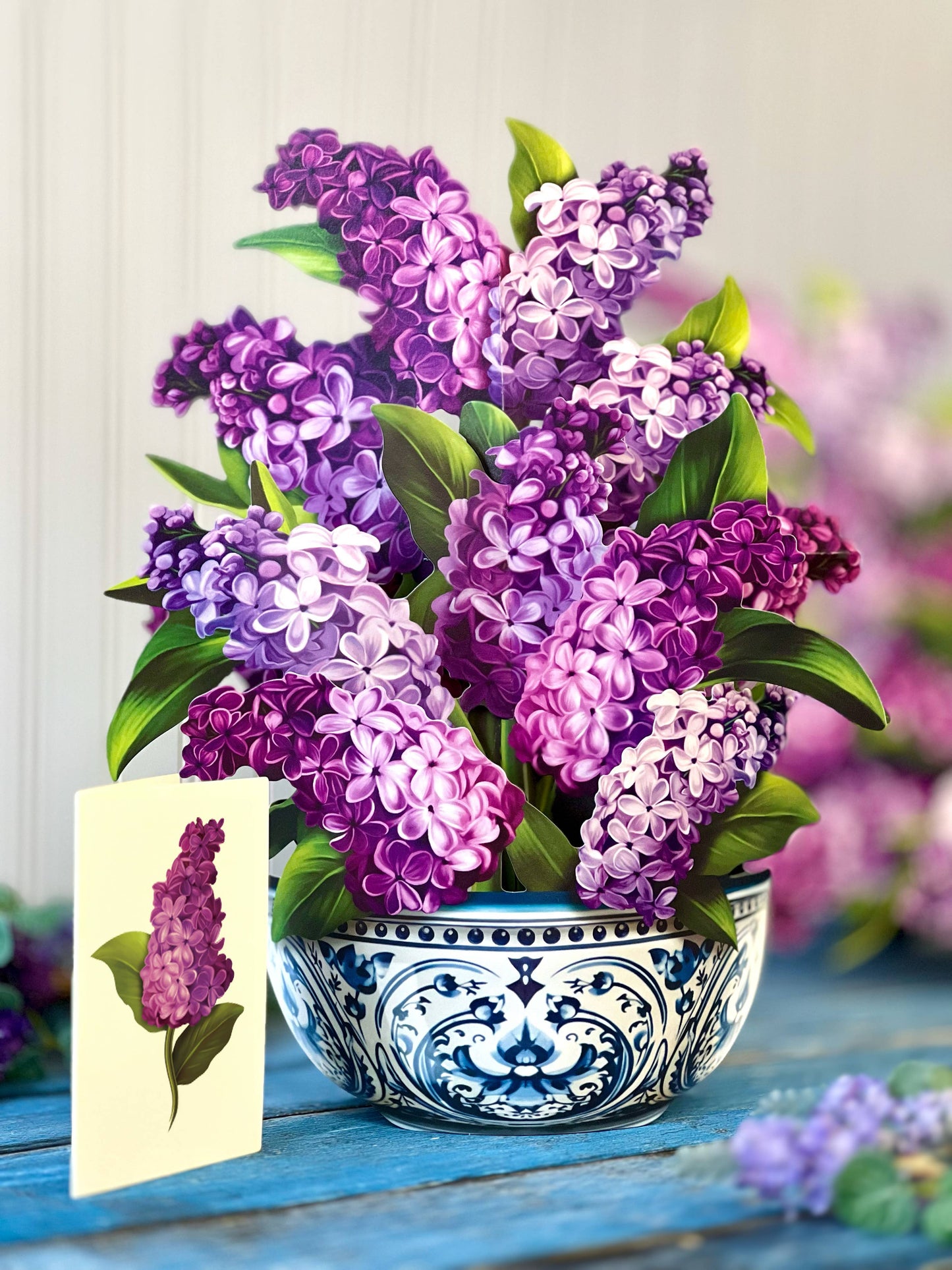 Garden Lilacs Fresh Cut Paper Flowers Card