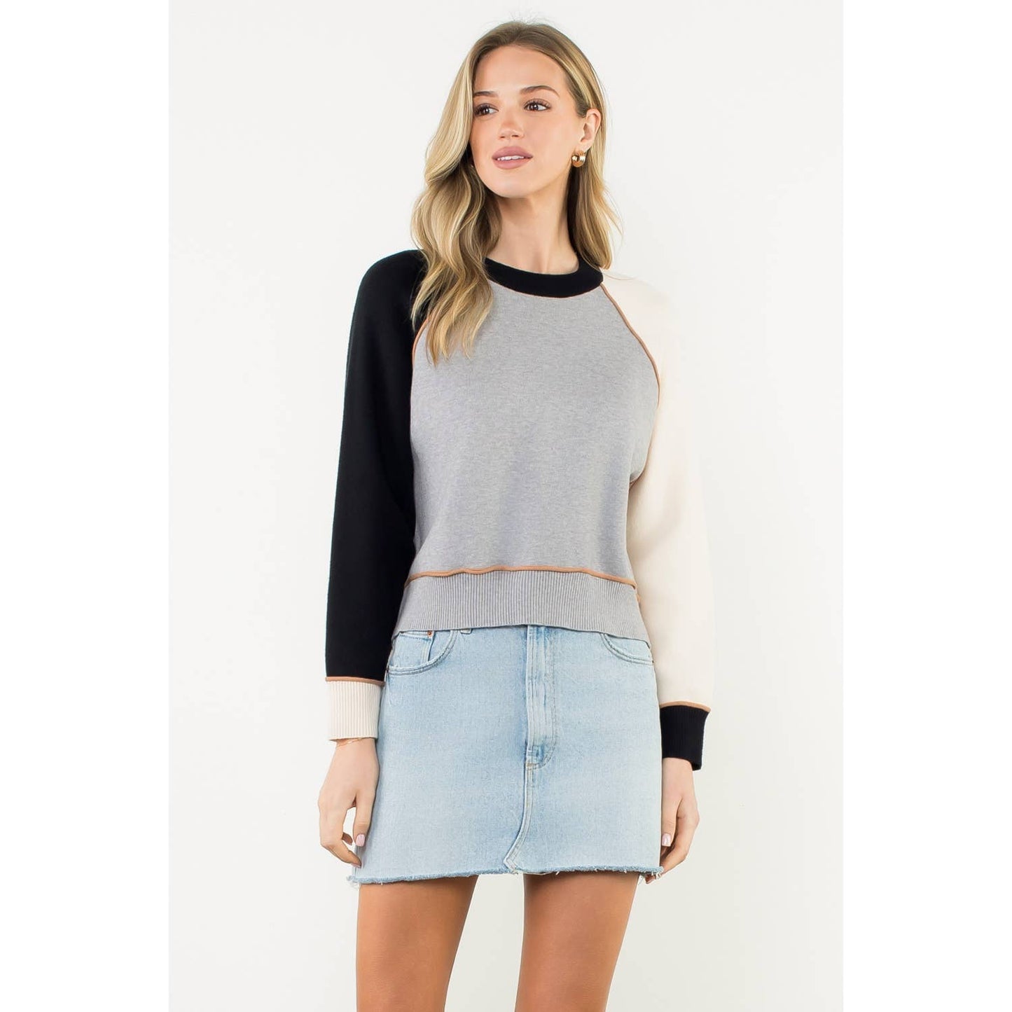 Colorblock Raglan Sleeve Sweater