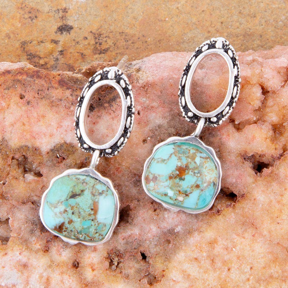 Sterling Silver Blue Turquoise Drop Earrings