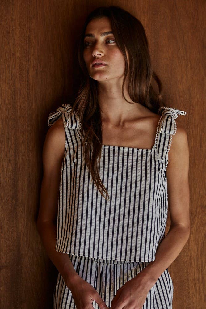 Keri Striped Tie Crop Top