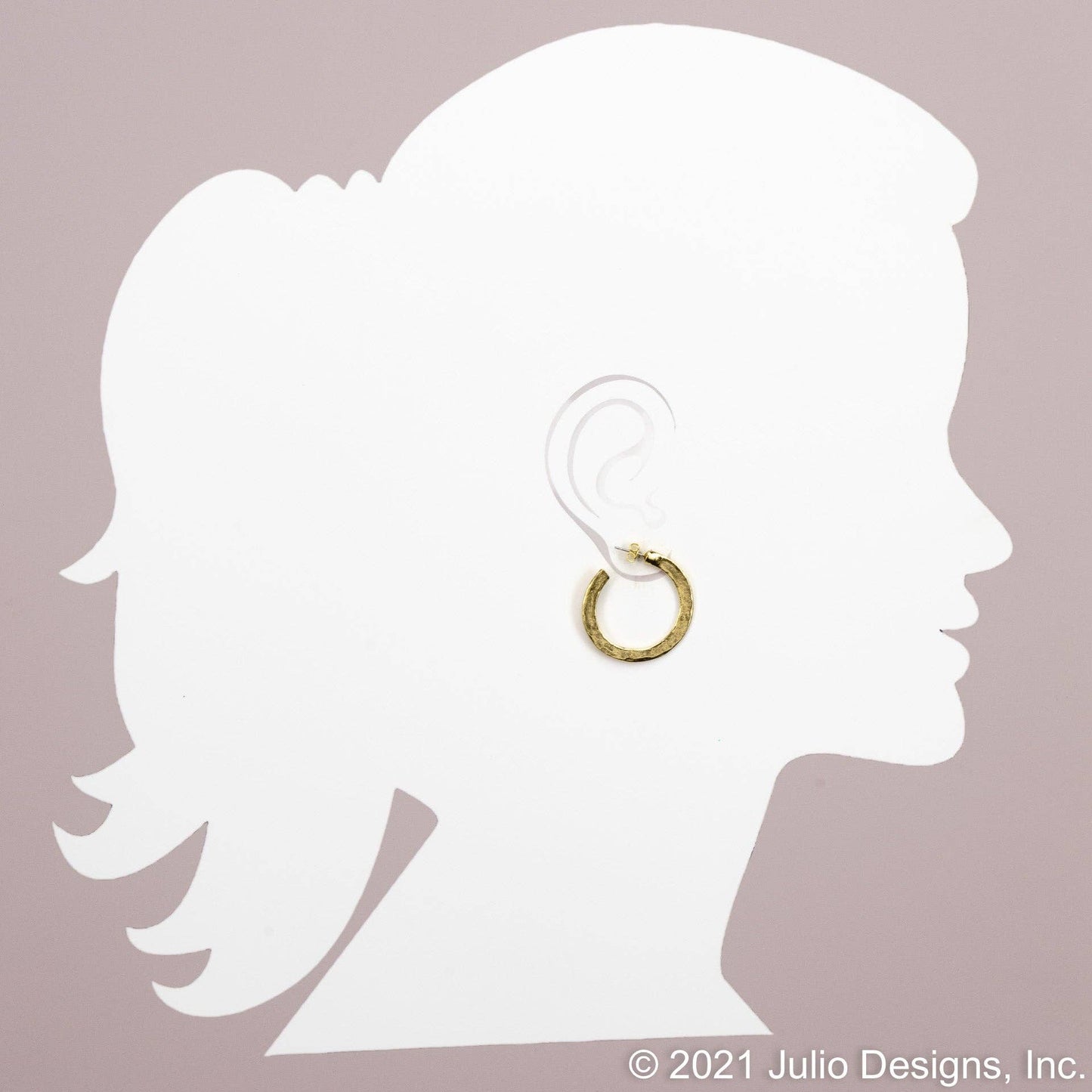 ER503 Hammered Knife Edge Post Hoop Earring 1.5" Diameter