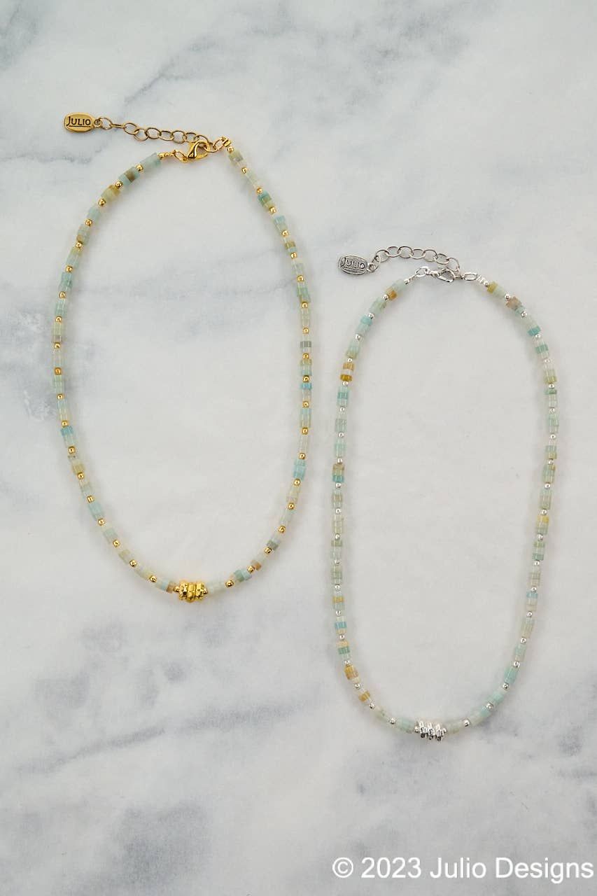 Chimayo Gemstone Rondelle Necklace with Metal Accents