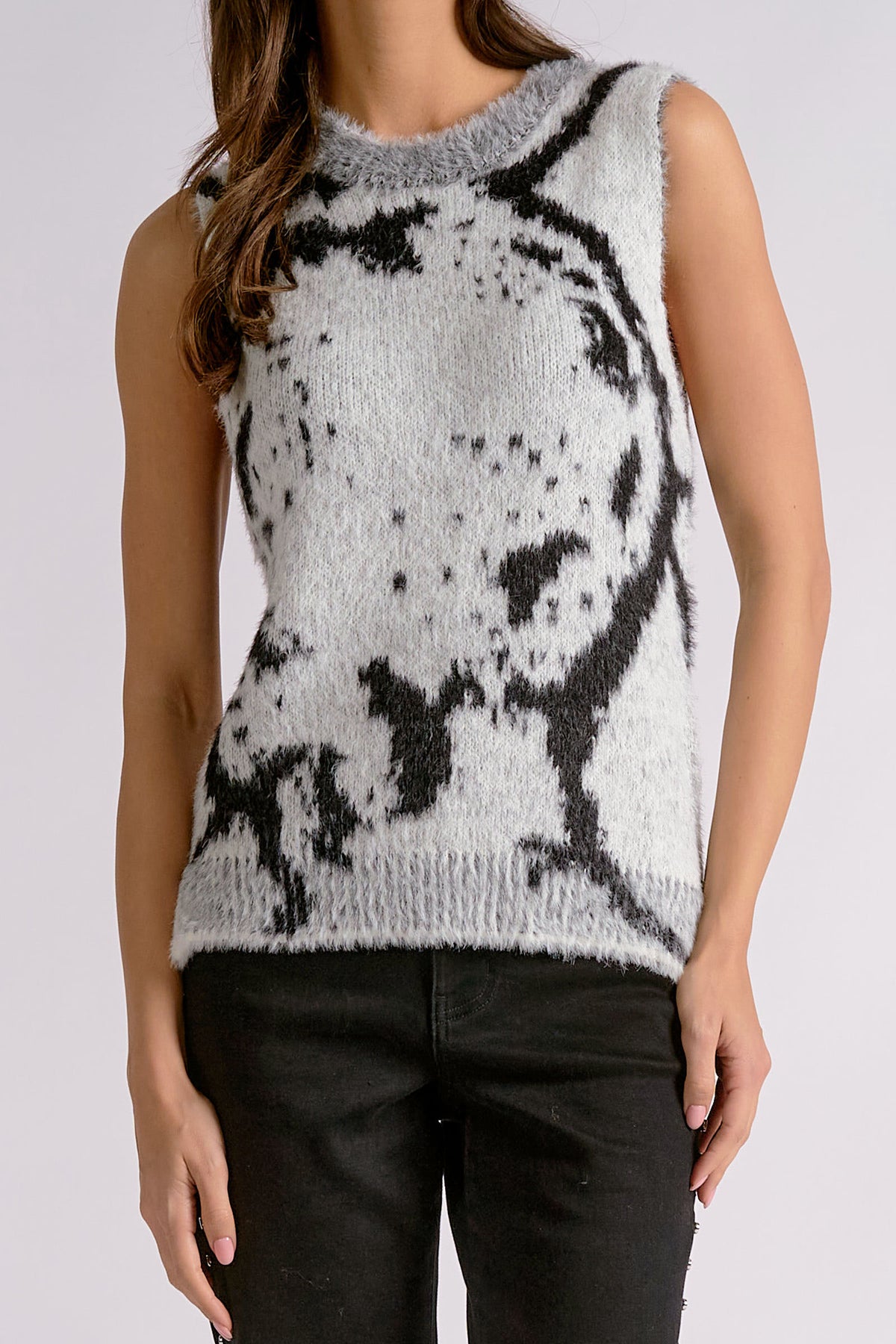 Leonora Abstract Sleeveless Sweater
