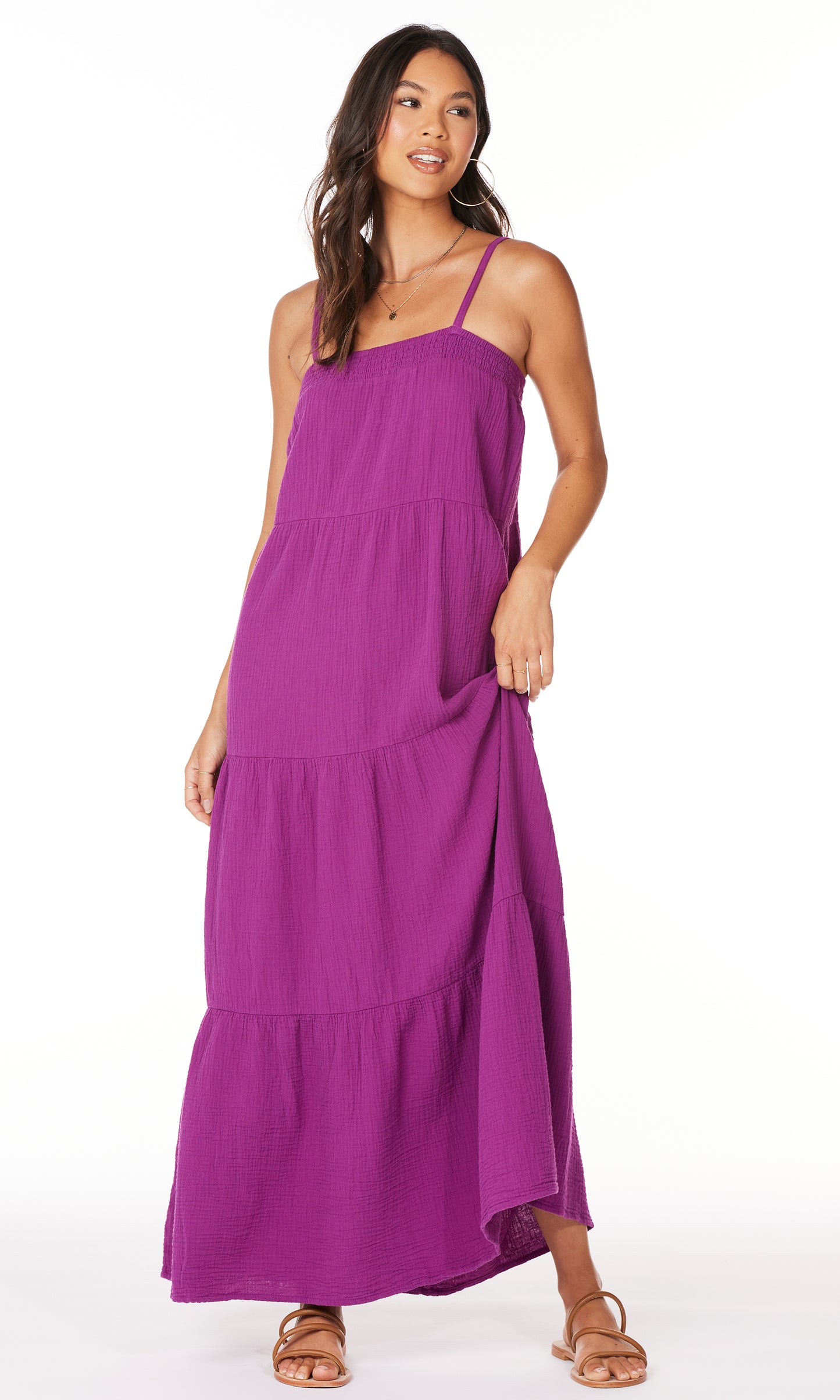 Camille Gauze Tiered Cami Maxi Dress