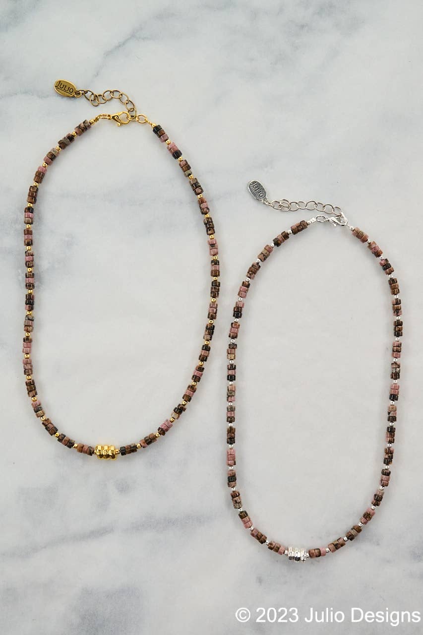 Chimayo Gemstone Rondelle Necklace with Metal Accents