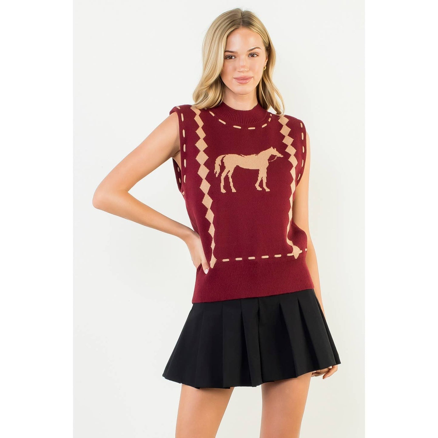 Ginger Sleeveless Horse Knit Vest