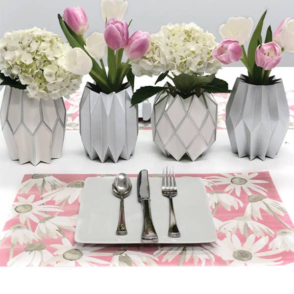 Silver Pearl with Silver Foil Paper Vase Wraps