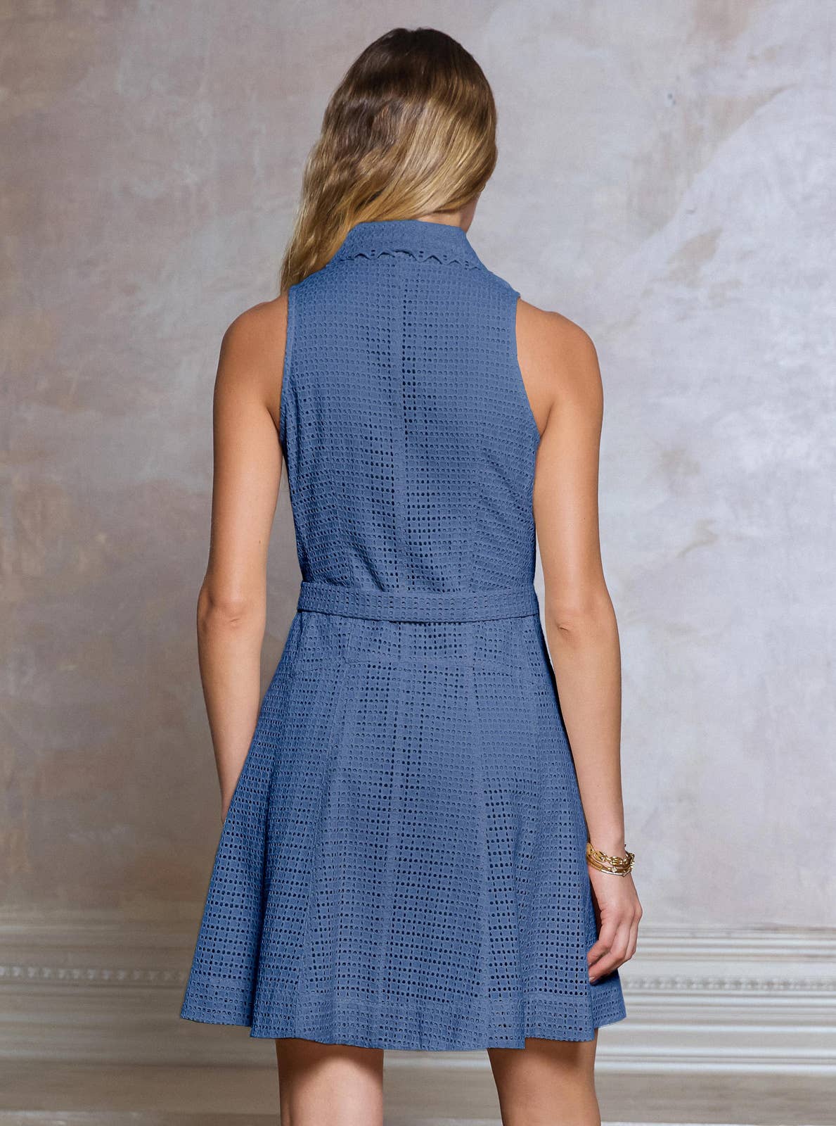 Isla Eyelet Embroidery Sleeveless Shirt Mini Dress