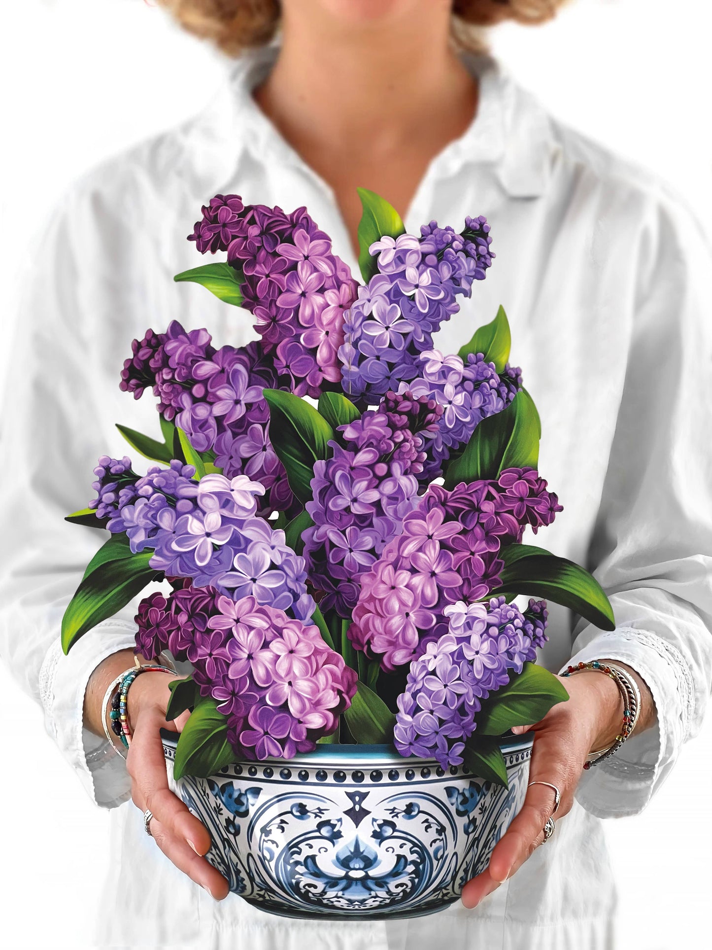 Garden Lilacs Fresh Cut Paper Flowers Card
