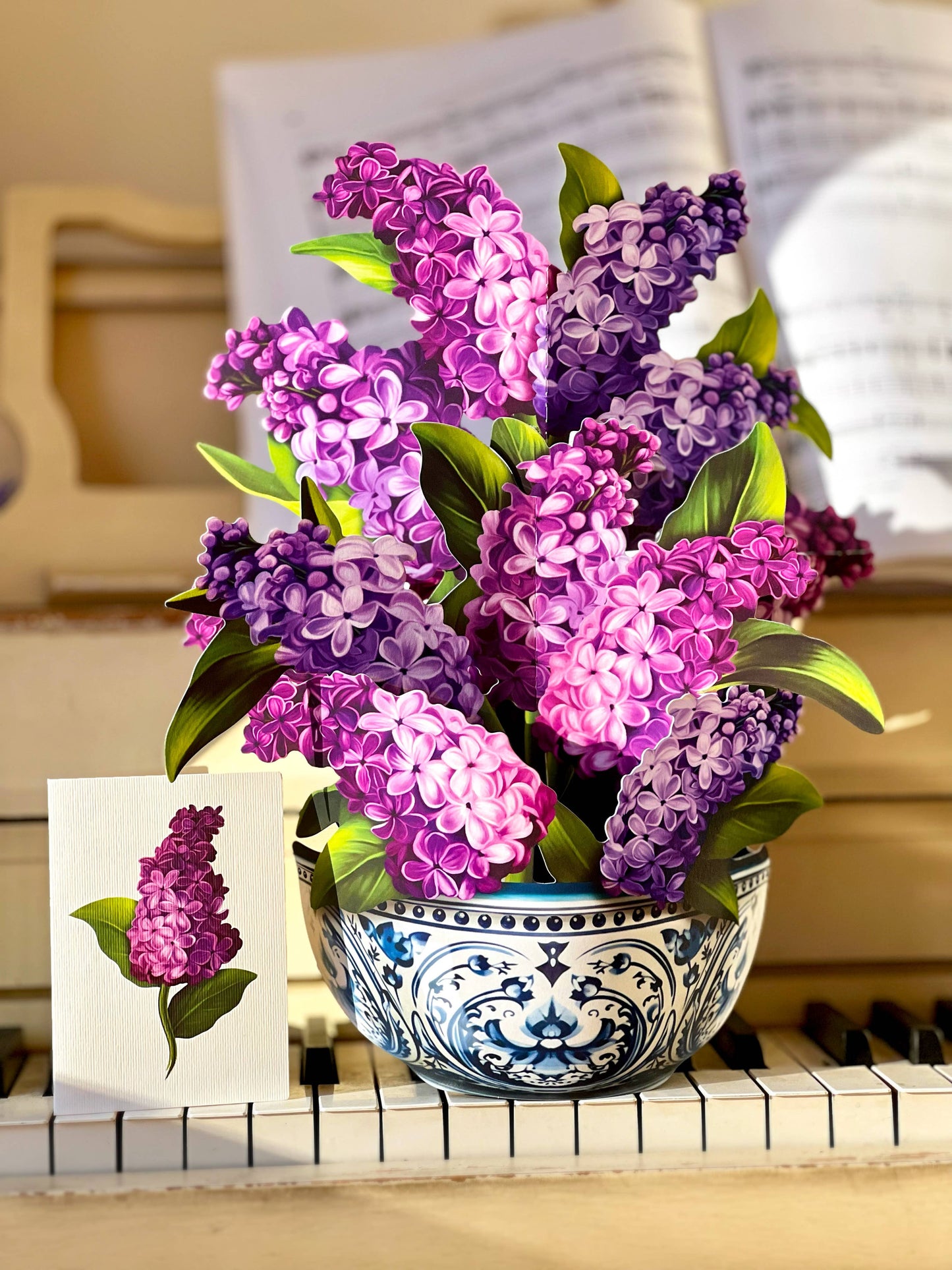 Garden Lilacs Fresh Cut Paper Flowers Card
