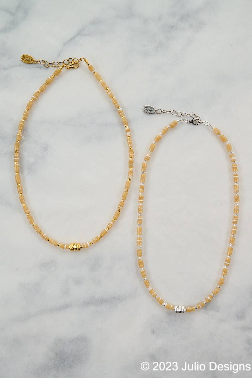Chimayo Gemstone Rondelle Necklace with Metal Accents