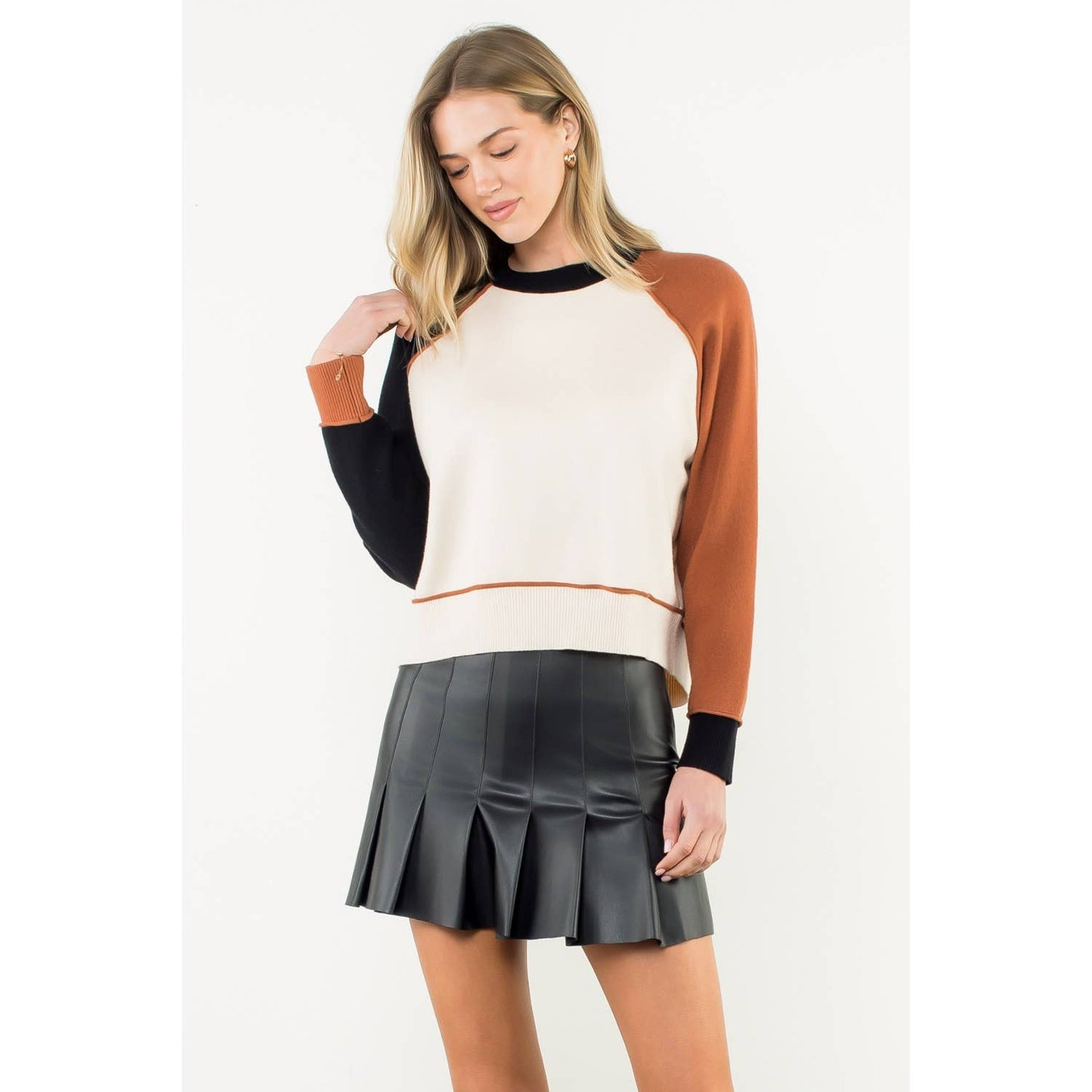 Colorblock Raglan Sleeve Sweater