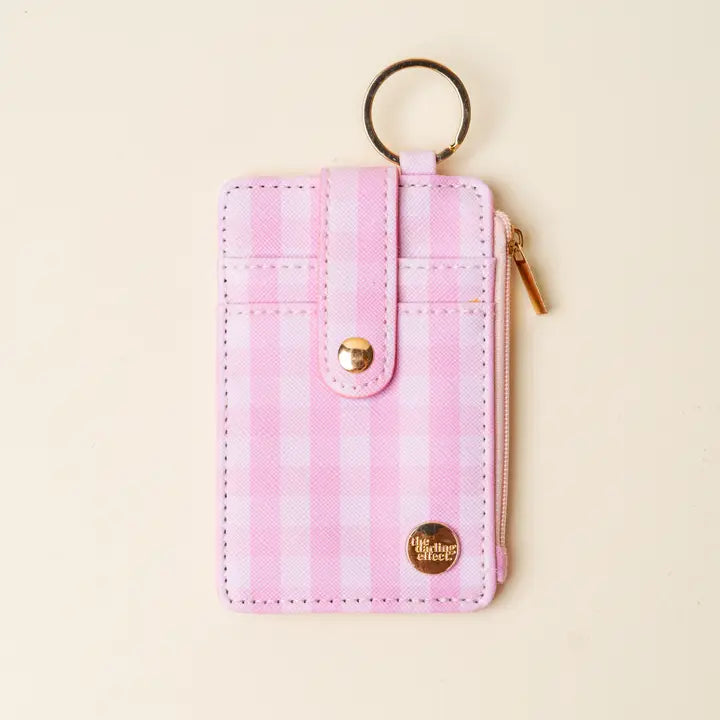 Keychain Wallet - Gingham Pink