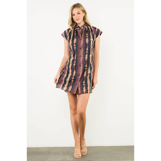 Holly Tie Dye Button Front Mini Dress