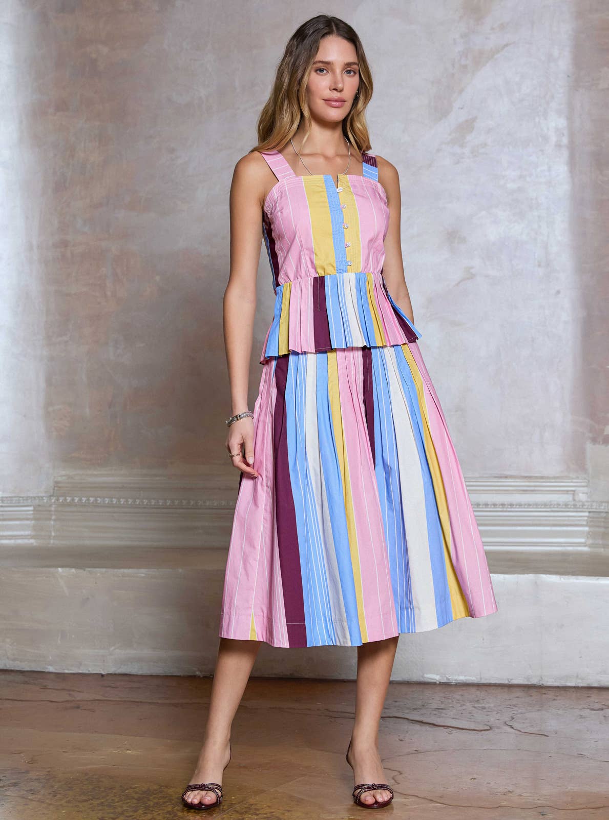 Glenda Cotton Striped Sleeveless Top