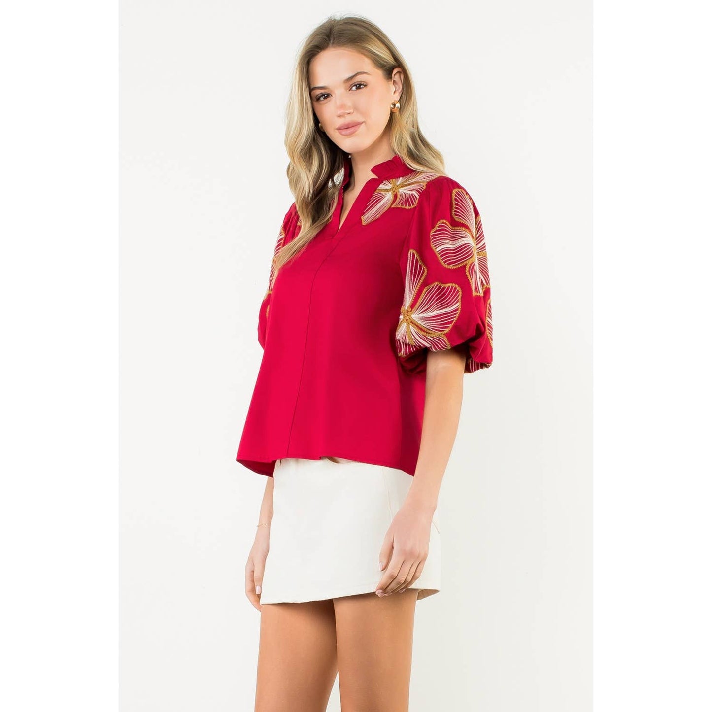 Londyn Embroidered Puff Sleeve Top