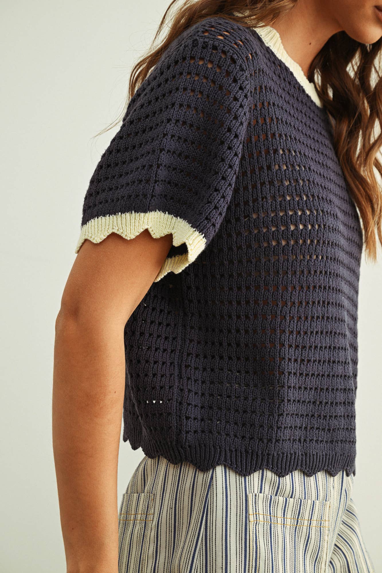 Angel Scalloped Detail Knitted Top