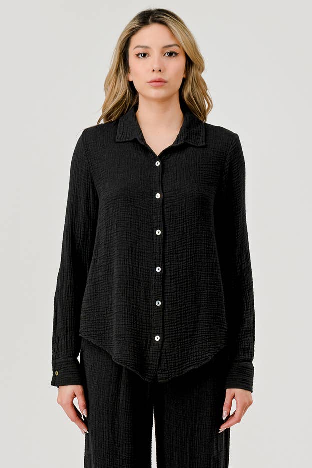 Mandy Cotton Gauze Button Down Shirt