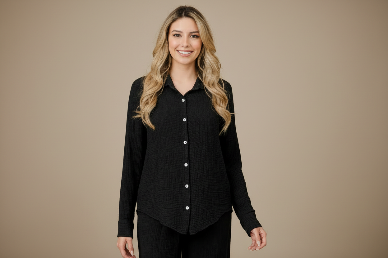 Mandy Cotton Gauze Button Down Shirt