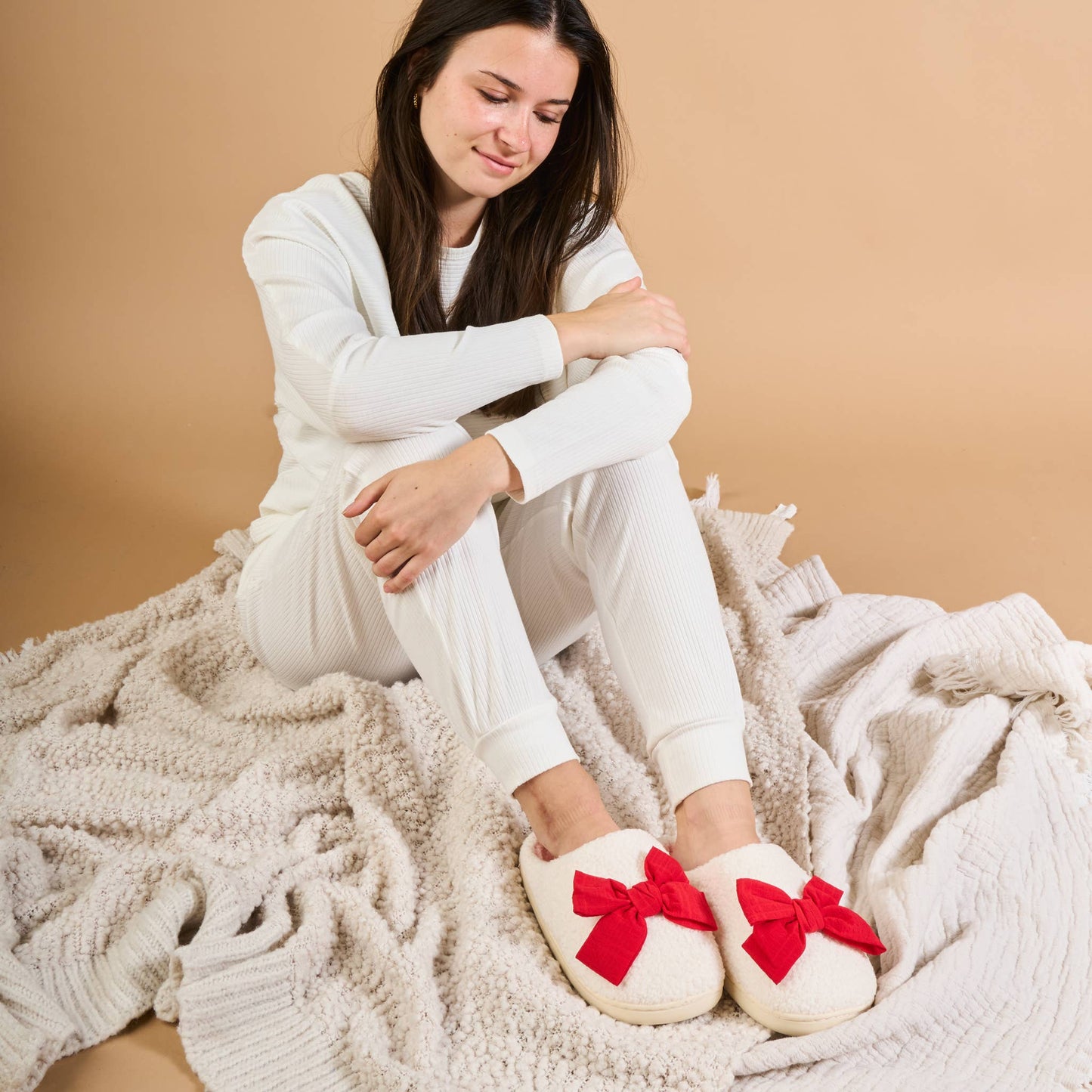 Fuzzy Slippers Pre-Pack-Betty Bow Red