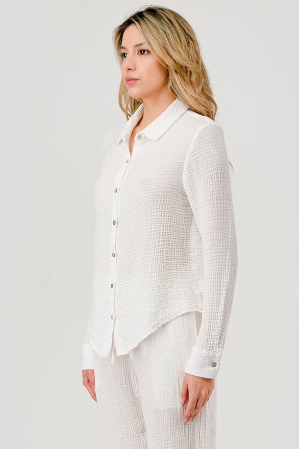 Mandy Cotton Gauze Button Down Shirt