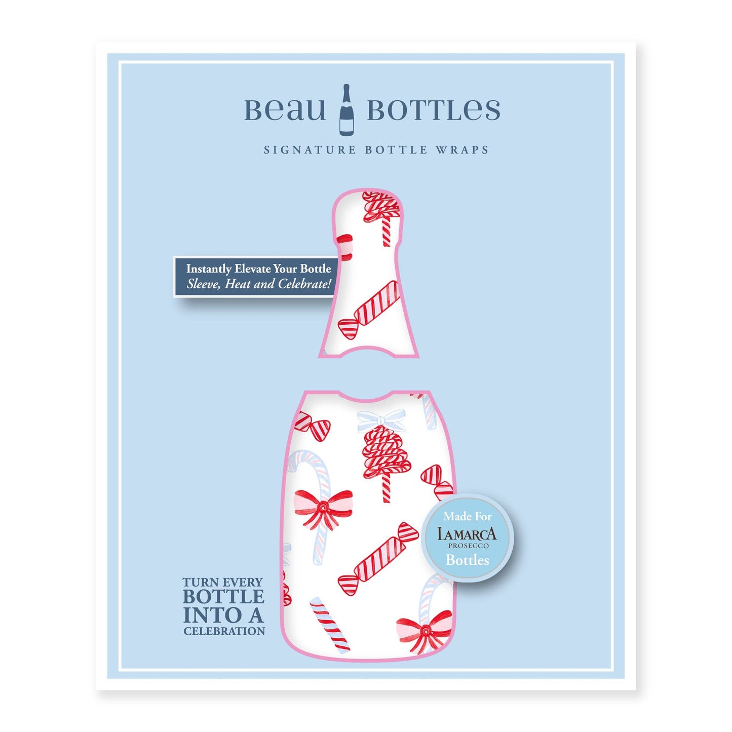 Beau Bottles Limited Edition  Luxe Candy Cane- Prosecco Collection