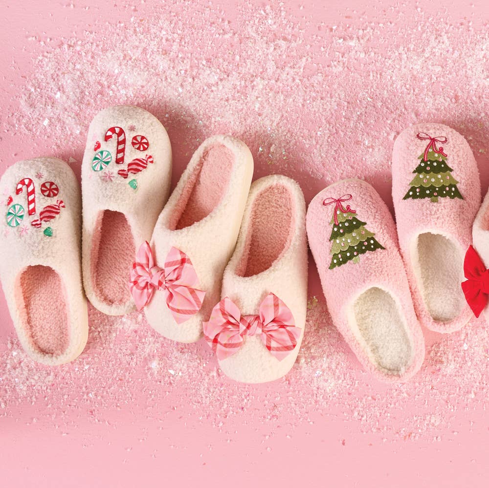 Betty Bow Slippers - Festive Plaid