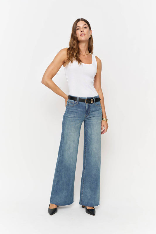 Crawford Mid Rise Fitted Wide Leg, Sculpt+ Vintage Denim