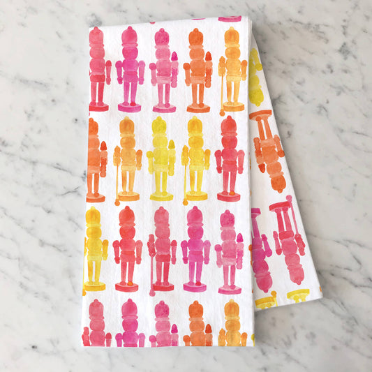 Colorful Nutcrackers Tea Towel | Christmas Dish Towel