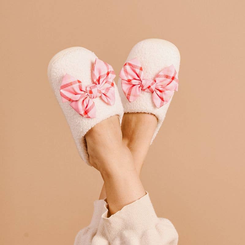 Betty Bow Slippers - Festive Plaid