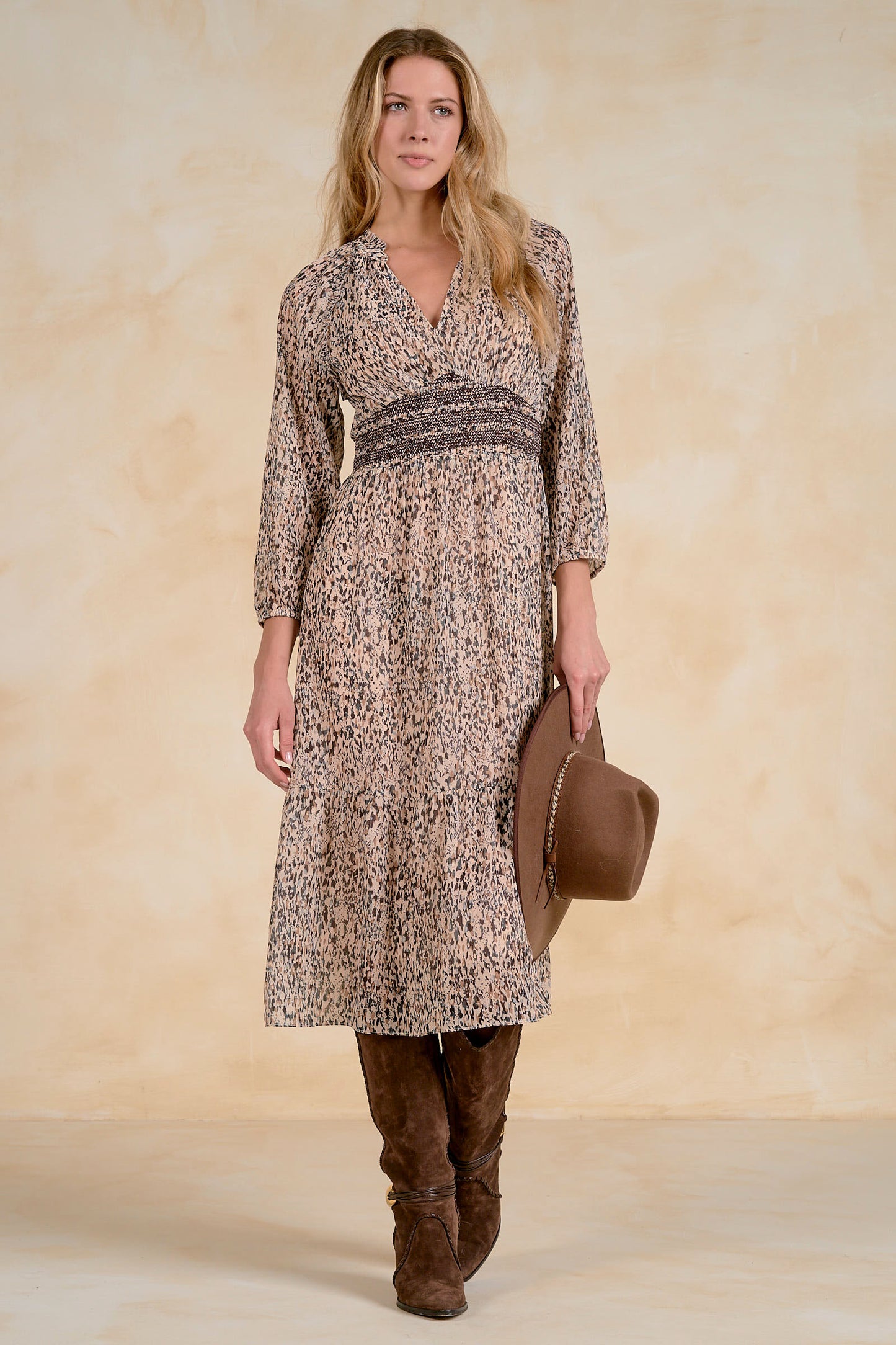 Rachelle Smocked Waist Midi Dress