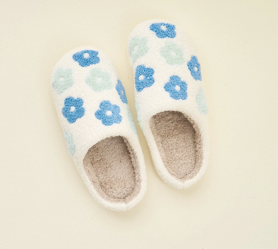 Fuzzy Flower Slippers