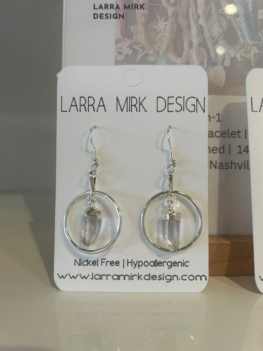Larra Mirk Design Gemstone Earrings – Sterling Silver | Clear Quartz or Amethyst