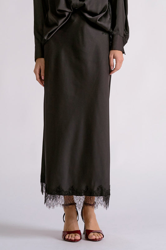 Harmony Lace Trimmed Midi Skirt