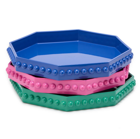 Octagonal Decorative Lacquered Tray with Hobnail Edge