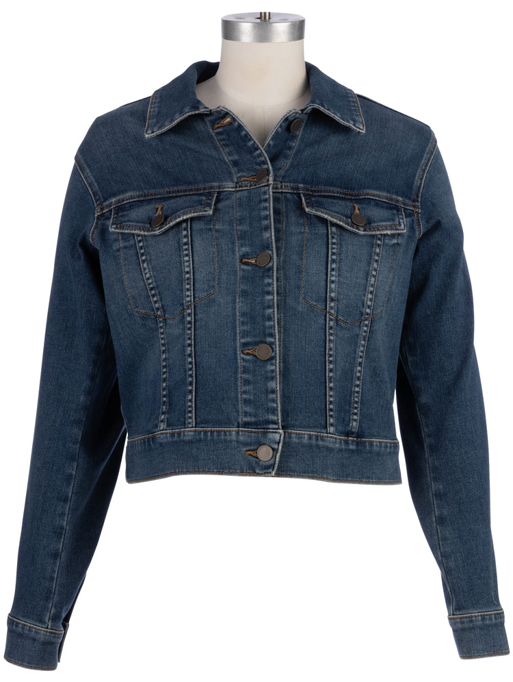 Kut From The Kloth: Julia Crop Denim Jacket with Drop Shoulder