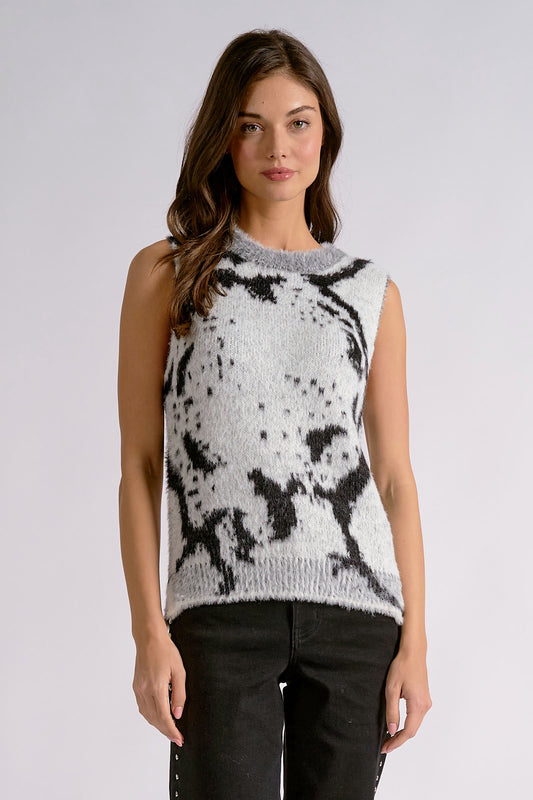 Leonora Abstract Sleeveless Sweater