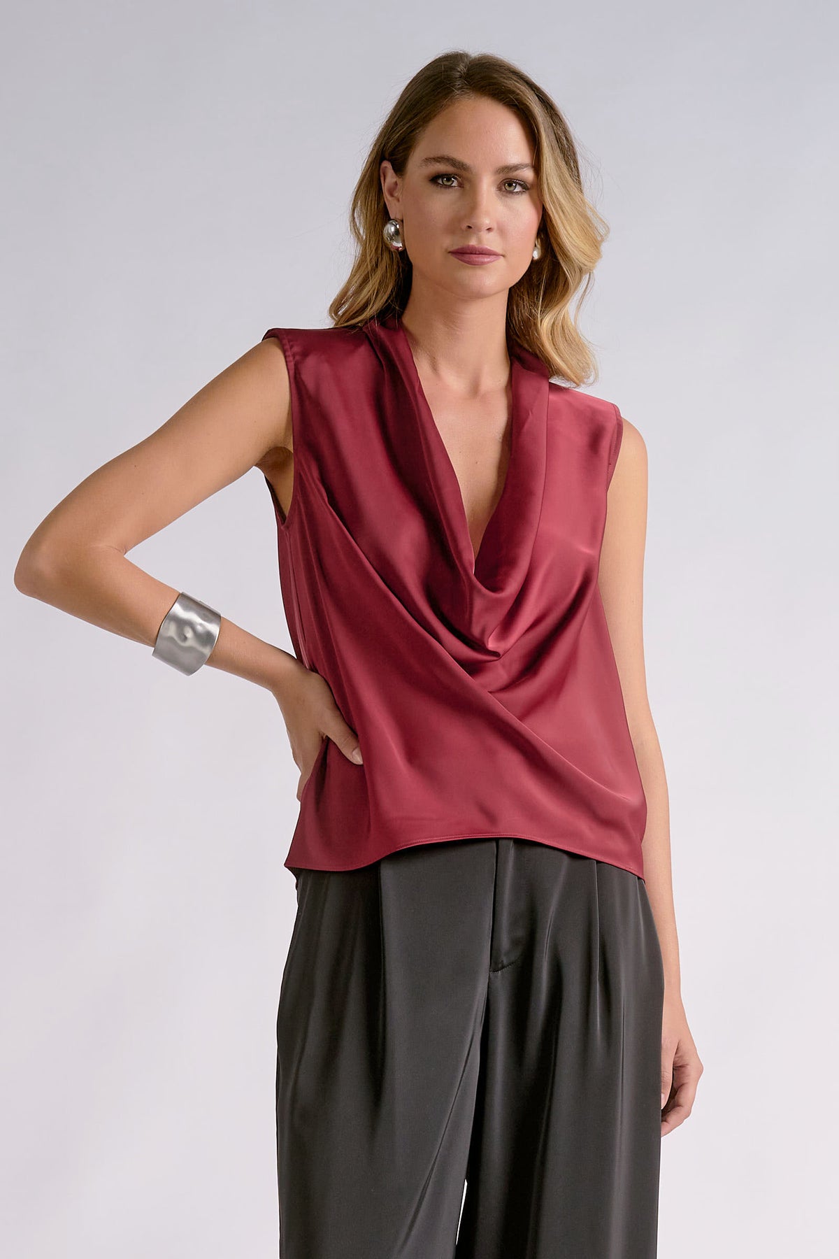 Libby Sleeveless Drape Neck Blouse