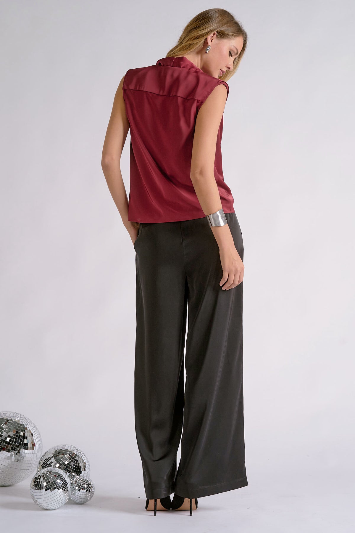 Libby Sleeveless Drape Neck Blouse