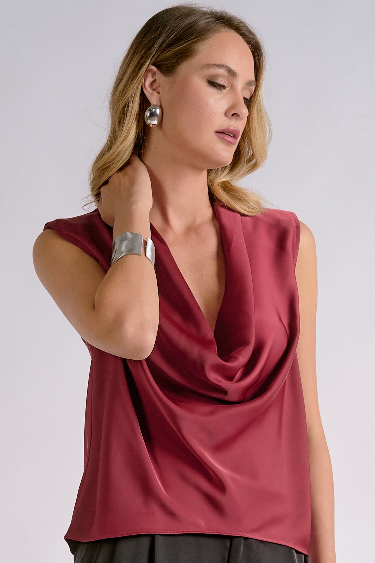 Libby Sleeveless Drape Neck Blouse