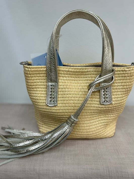 Ciel Raffia Mini Tote with Leather Trim